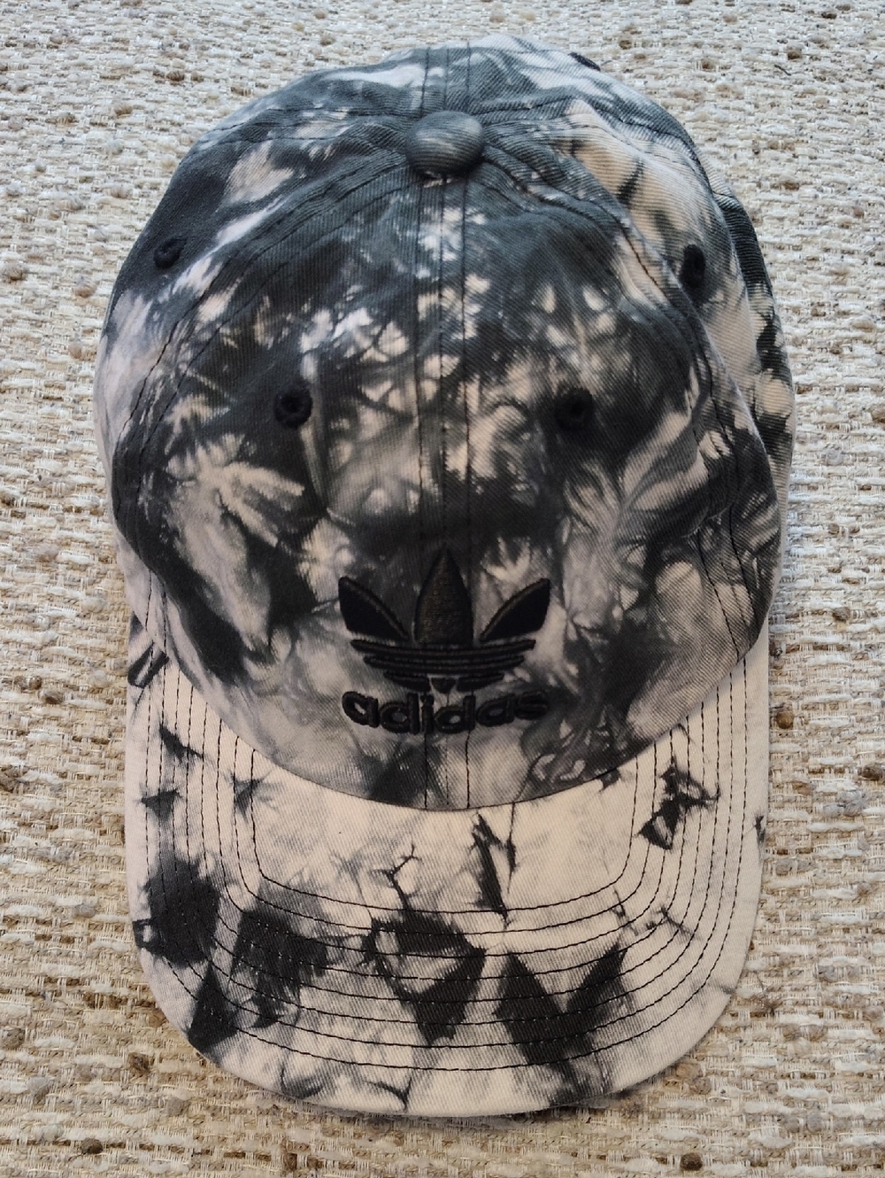 adidas Black & White Tie-Dye Trefoil Baseball Cap